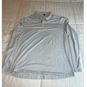 Lululemon White/Grey Striped Long-Sleeve Polo - XL